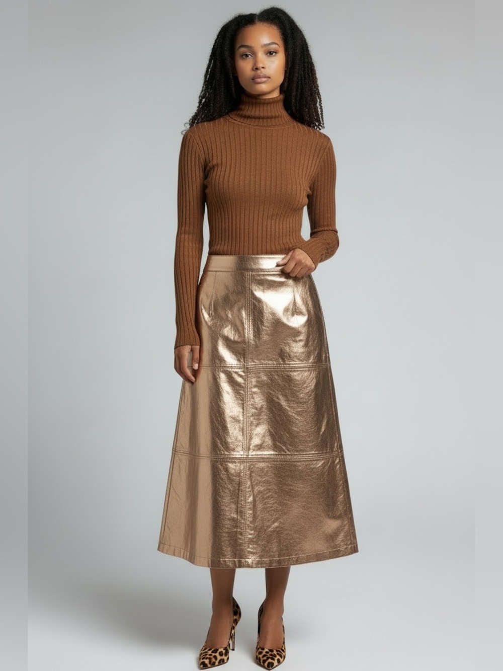 NWT Tuckernuck x India Hicks Gold Metallic London Midi Skirt 10
